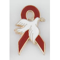 Red Awareness Ribbon with Dove Lapel Pin